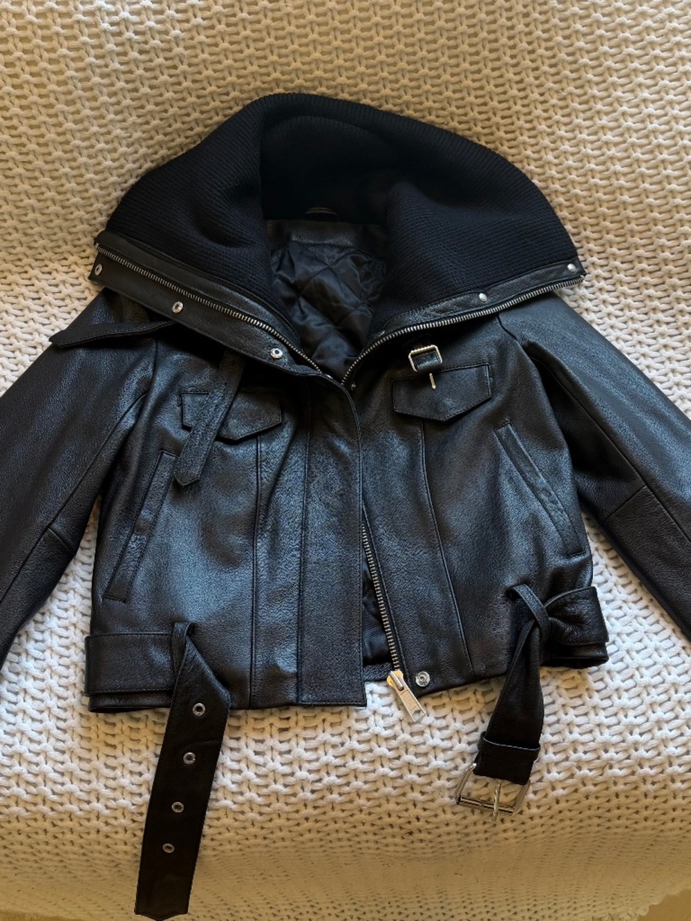 HM Studio Black 100% Leather Jacket